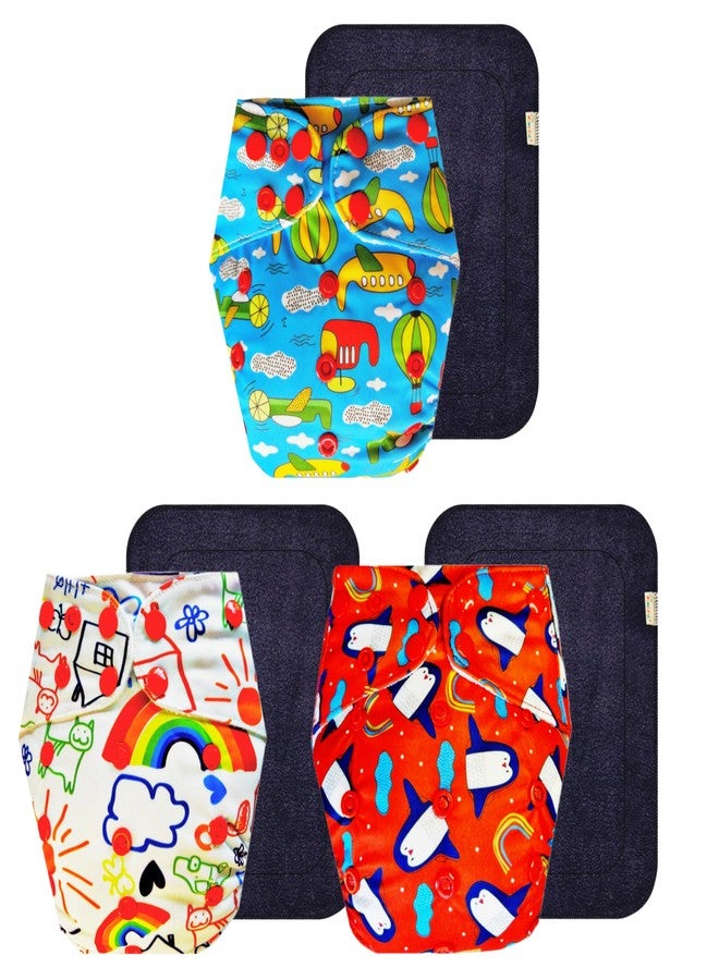 Dumbledo Premium Cloth Diaper with Black Insert (Pack of 3) | Soft & Gentle | Leakproof | Adjustable Snaps | Everyday Diapering Essential | 3 Months - 3 Years | Unisex Baby - Image 1