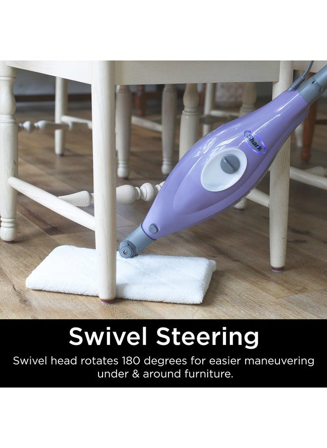 Shark S3501 Steam Pocket Mop Hard Floor Cleaner, With Rectangle Head and 2 Washable Pads, Easy Maneuvering, Quick Drying, Soft-Grip Handle and Powerful Steam, Purple