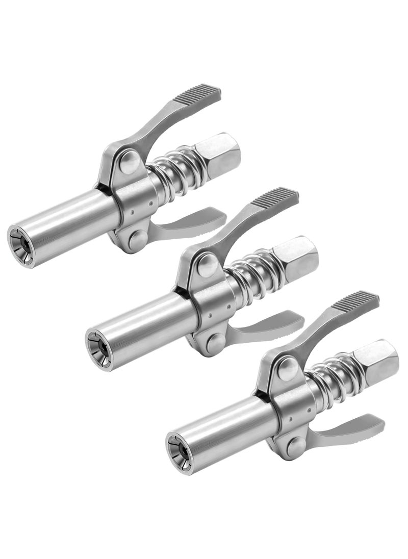 COMVIEE COMVIEE Grease Gun Coupler, Double Handle Quick Lock Release Grease Tips Ends Couplers, Rated 10,000 PSI, Compatible with All Grease Guns 1/8" NPT Fittings, 3-PCS  - Image 1