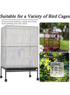 JULMELON JULMELON 2PCS Bird Cage Seed Catcher Set, Adjustable Large Parakeet Cage Cover White Starry Sky Design - Universal Nylon Mesh Cover for Parakeet, Round and Square Cages with Spring Hook  - Image 4