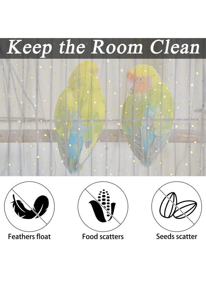 JULMELON - JULMELON 2PCS Bird Cage Seed Catcher Set, Adjustable Large Parakeet Cage Cover White Starry Sky Design - Universal Nylon Mesh Cover for Parakeet, Round and Square Cages with Spring Hook - Image 1