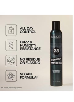 REDKEN Redken Control Hairspray 28 | High-Hold Hair Spray for Women | Flake-Free, Quick-Dry Finish | Long-Lasting Frizz Protection | Humidity Resistance | 24 Hour Style Control | For All Hair Types  - Image 3