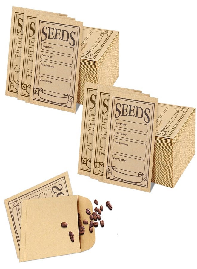 TORIHIKI 100 Pcs Seed Envelopes, Self Adhesive Seed Saving Envelopes, Paper Seed Envelope Resealable Seeds Packets Envelope, Kraft Seeds Packet Organizer for Flower Vegetable Seeds Storage, 3.1 x 4.7 Inch - Image 1