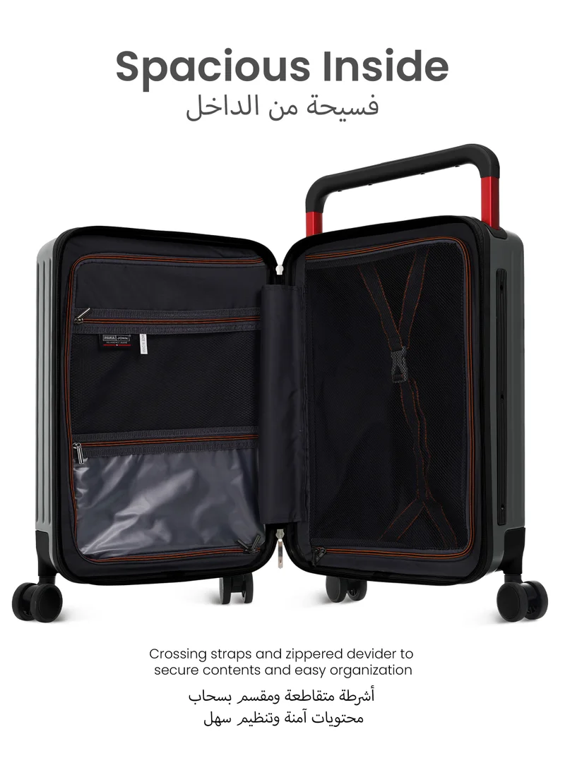 بارا جون Wide Handle Cabin Luggage Trolley For Ultimate Fashion Travel -GREY
