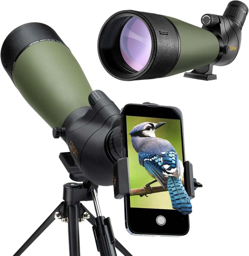 GOSKY Gosky 20-60 X 80 Porro Prism Spotting Scope- Waterproof Scope for Bird watching Target Shooting Archery Range Outdoor Activities (20-60x80 Scope+Phone Mount+SLR Mount for Canon)  - Image 2