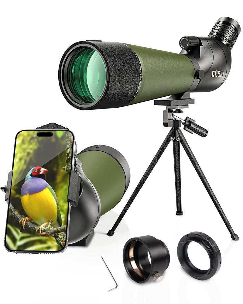GOSKY Gosky 20-60 X 80 Porro Prism Spotting Scope- Waterproof Scope for Bird watching Target Shooting Archery Range Outdoor Activities (20-60x80 Scope+Phone Mount+SLR Mount for Canon)  - Image 1