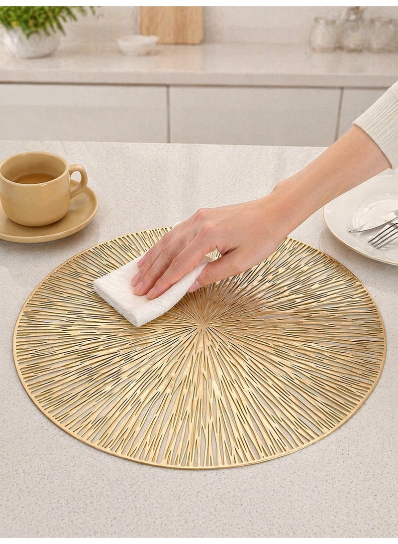 Nurava Firework Pattern Placemats Set of 2 Gold Vinyl Table Mats Heat Resistant Non Slip Place Mats for Dinning Table Setting Wedding Party Decoration - Image 5