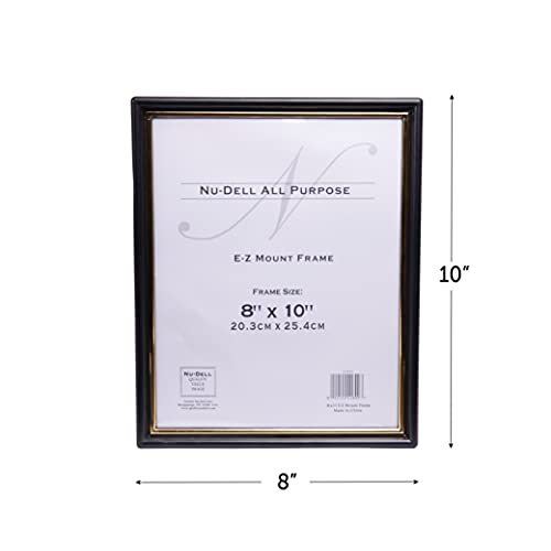 NuDell EZ Mount Diploma Frame, Picture Frames, Document Holder, Certificate Holders, Plastic Face, Black with Gold Trim - Image 3