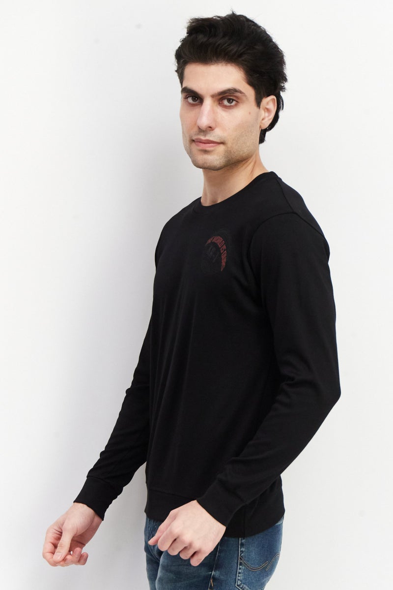 KA-1 Men Crew Neck Brand Logo Long Sleeve Sweatshirts, Black - Image 2