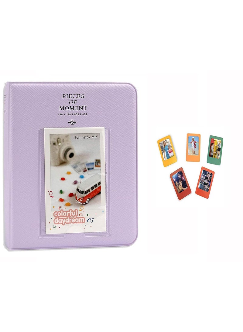 STELA Stela instant Mini 64page Photo Album Compatible for Films of Fujiflm instant Mini with 5 pieces magnet frame lilac purple 