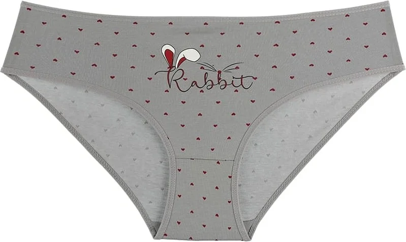 دونيلا 10-Piece Colorful Rabbit Printed Women's High Waist Panties - 31711234B