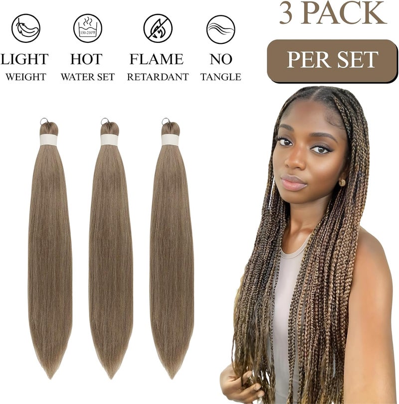 Leticia Brown Ash Braiding Hair Pre Stretched Kanekalon Braiding Hair For Braids Ash Brown - Image 2