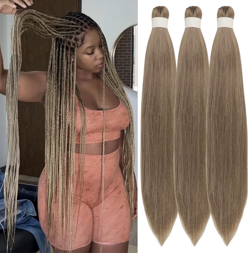 Leticia Brown Ash Braiding Hair Pre Stretched Kanekalon Braiding Hair For Braids Ash Brown - Image 1