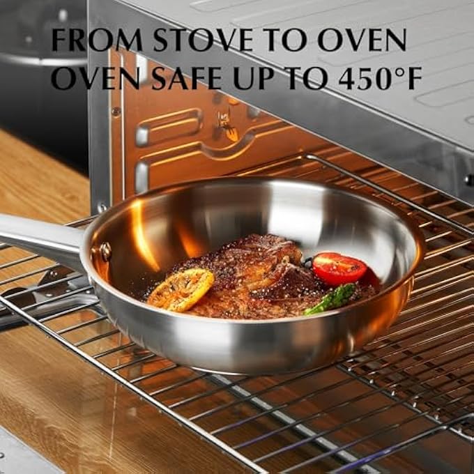 KOCH SYSTEME CS 26 Cm Stainless Steel Frying Pan Small Silver Skillet 188 Stainless Steel Riveted Handle Induction Compatible Dishwasher  Oven Safe - Image 3