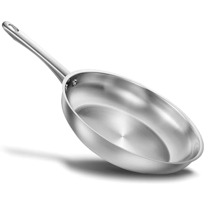 KOCH SYSTEME CS 26 Cm Stainless Steel Frying Pan Small Silver Skillet 188 Stainless Steel Riveted Handle Induction Compatible Dishwasher  Oven Safe - Image 1