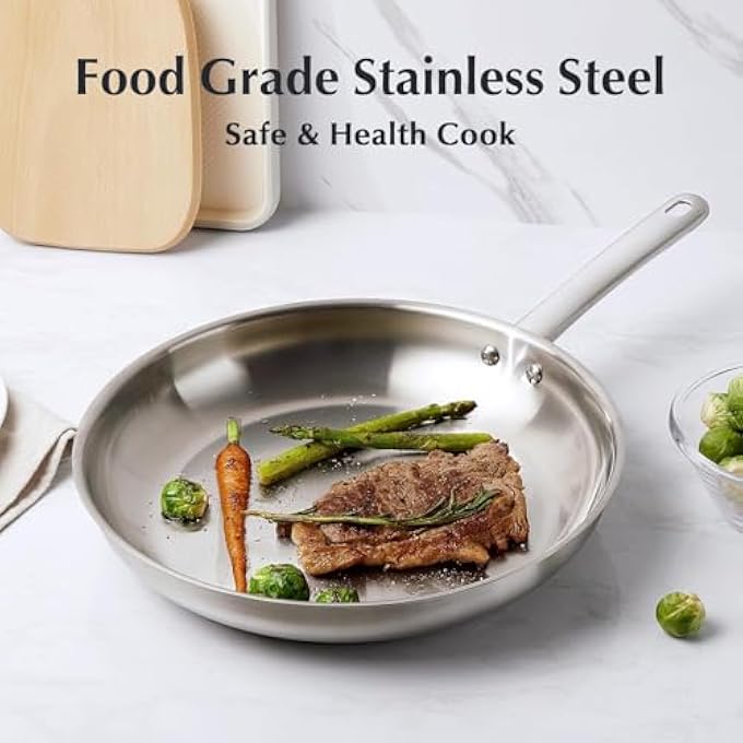 KOCH SYSTEME CS 26 Cm Stainless Steel Frying Pan Small Silver Skillet 188 Stainless Steel Riveted Handle Induction Compatible Dishwasher  Oven Safe - Image 5