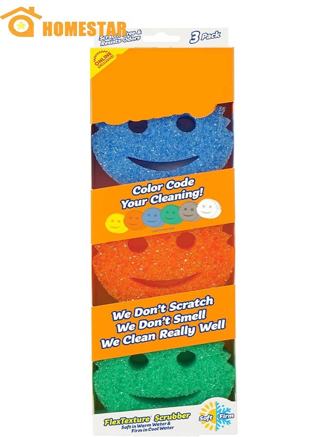 HOMESTAR 3 Pcs Color Sponge, Scratch-Free Multipurpose Dish Sponge, BPA Free, Made with Polymer Foam, Stain and Odor Resistant - Image 1
