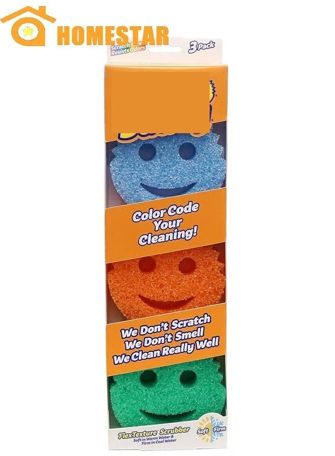 HOMESTAR 3 Pcs Color Sponge, Scratch-Free Multipurpose Dish Sponge, BPA Free, Made with Polymer Foam, Stain and Odor Resistant - Image 1