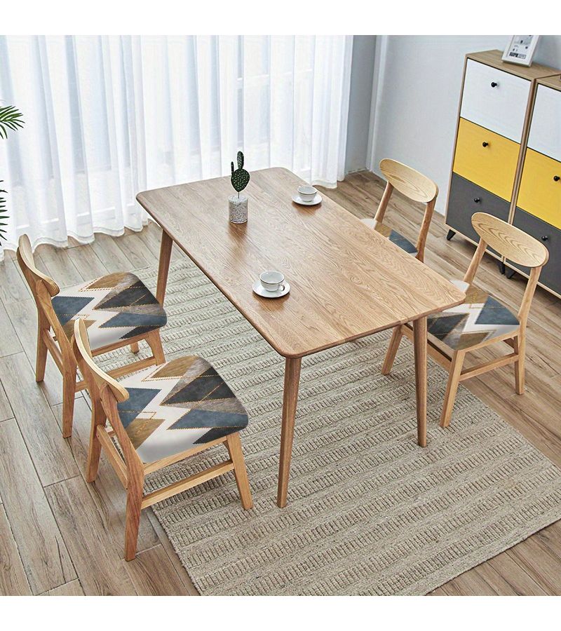 4Pcs Modern Geometric Style Chair Covers Washable Reusable Decorative Covers For Dining Room Living Room Festive Decorations - Image 4