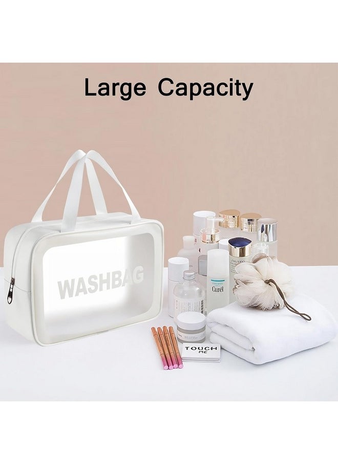 NFI essentials NFI essentials Pack of 3 Transparent Washbag Pouch, Makeup Pouch for Women Cosmetic Organizer Bag Travel Makeup Bag Portable Carry Toiletry Storage Bag Pouch for Girls  - Image 2