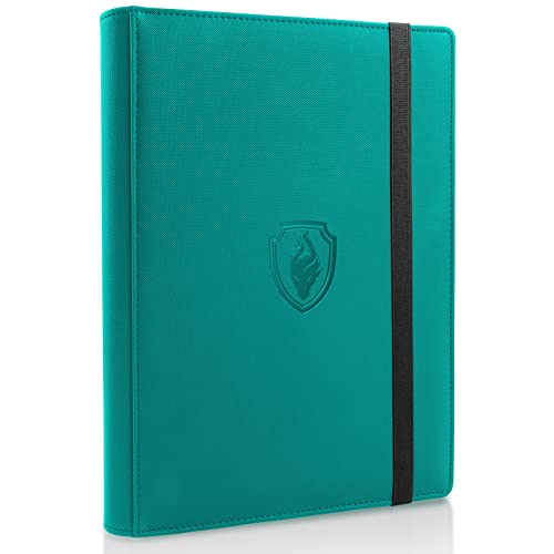 Fabmaker Premium Card Binder 9 Pocket, Fabmaker PU Cover Trading Card Binder for 360 Cards, Sturdy Card Collection Album, Card Holder Folders for YuGiOh, MTG, TCG, Game Cards & Sports Cards, Turquoise - Image 1