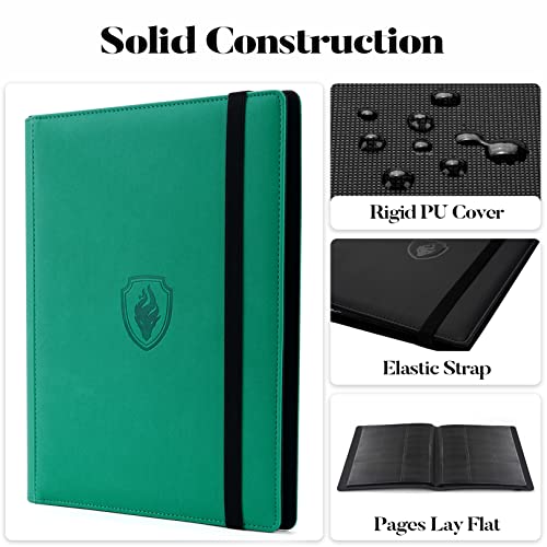 Fabmaker Premium Card Binder 9 Pocket, Fabmaker PU Cover Trading Card Binder for 360 Cards, Sturdy Card Collection Album, Card Holder Folders for YuGiOh, MTG, TCG, Game Cards & Sports Cards, Turquoise - Image 3
