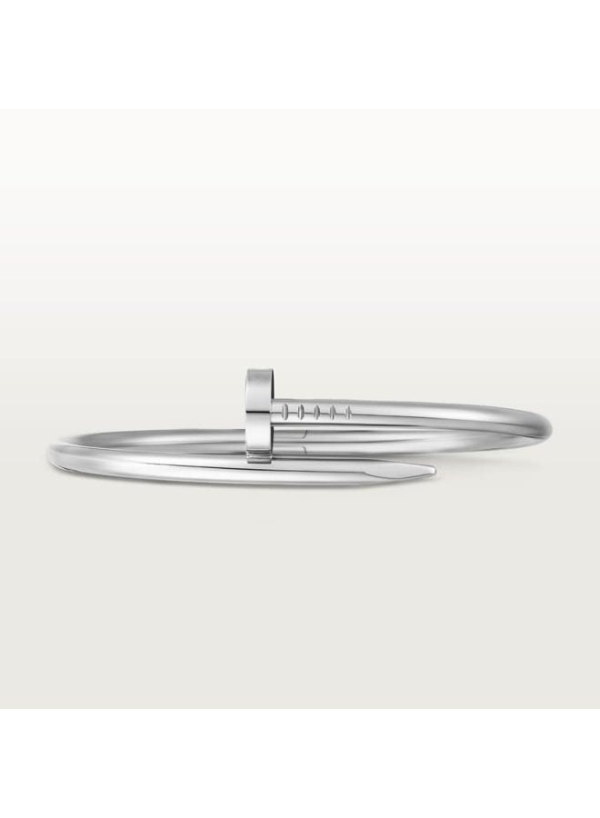 Shein Silver Nail Wrap Bangle Bracelet Size 17cm — Realistic Screw Thread Design — 18K Platinum Plated Stainless Steel — Unisex Men Women Jewelry — Modern Luxury Gift for Engagement & Anniversary - Image 5