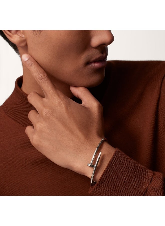 Shein Silver Nail Wrap Bangle Bracelet Size 17cm — Realistic Screw Thread Design — 18K Platinum Plated Stainless Steel — Unisex Men Women Jewelry — Modern Luxury Gift for Engagement & Anniversary - Image 3