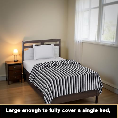 STARNSTYLE 300 TC All Season Light Weight Striped Polar Fleece Single Bed Donation Blanket (152 x 230 cm Pack of 1 - Image 2