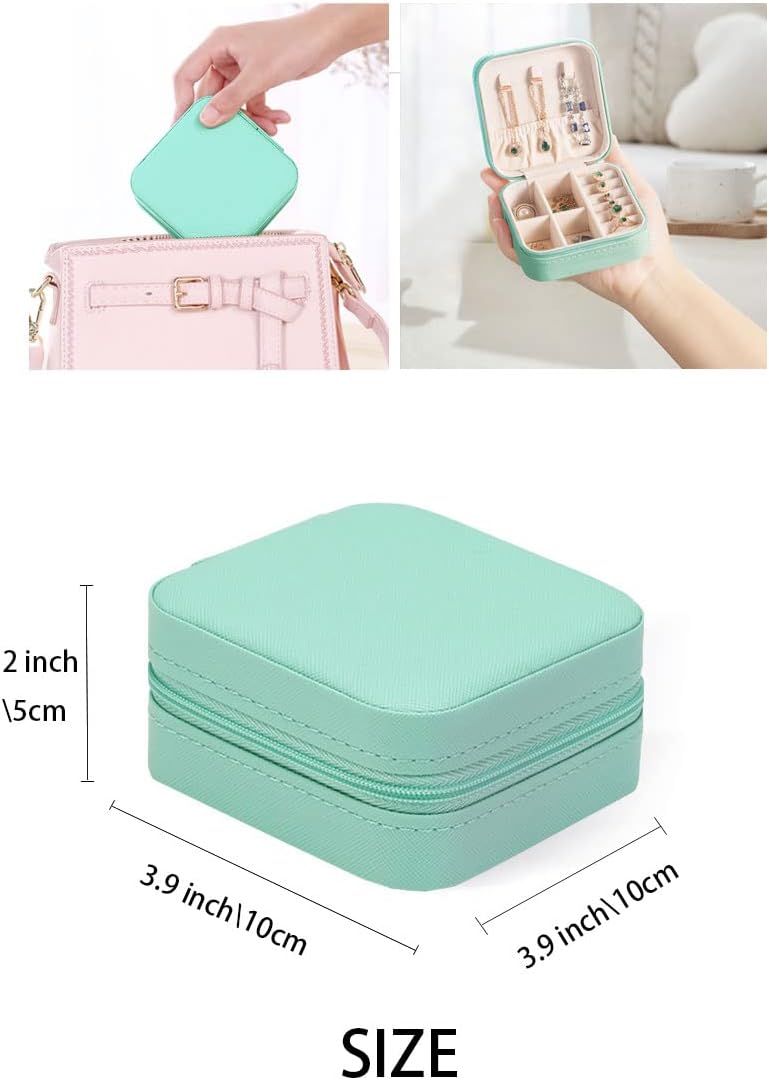 ZPROW Travel Jewelry Case, Mini Portable Jewelry Travel Boxes, Small Jewelry Organizer for Rings, Earrings, Pendants, Watches, Necklaces, Lipsticks Organizer Storage Holder Case (Cyan Blue-6packs) - Image 3