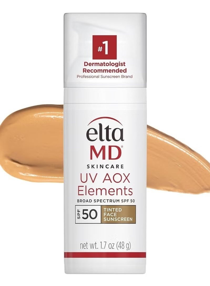 EltaMD AOX Elements Tinted Mineral Face Sunscreen, SPF 50, Tinted Sunscreen for Face with Antioxidants, 1.7 oz Pump - Image 1