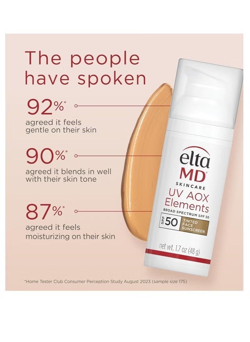 EltaMD AOX Elements Tinted Mineral Face Sunscreen, SPF 50, Tinted Sunscreen for Face with Antioxidants, 1.7 oz Pump - Image 4