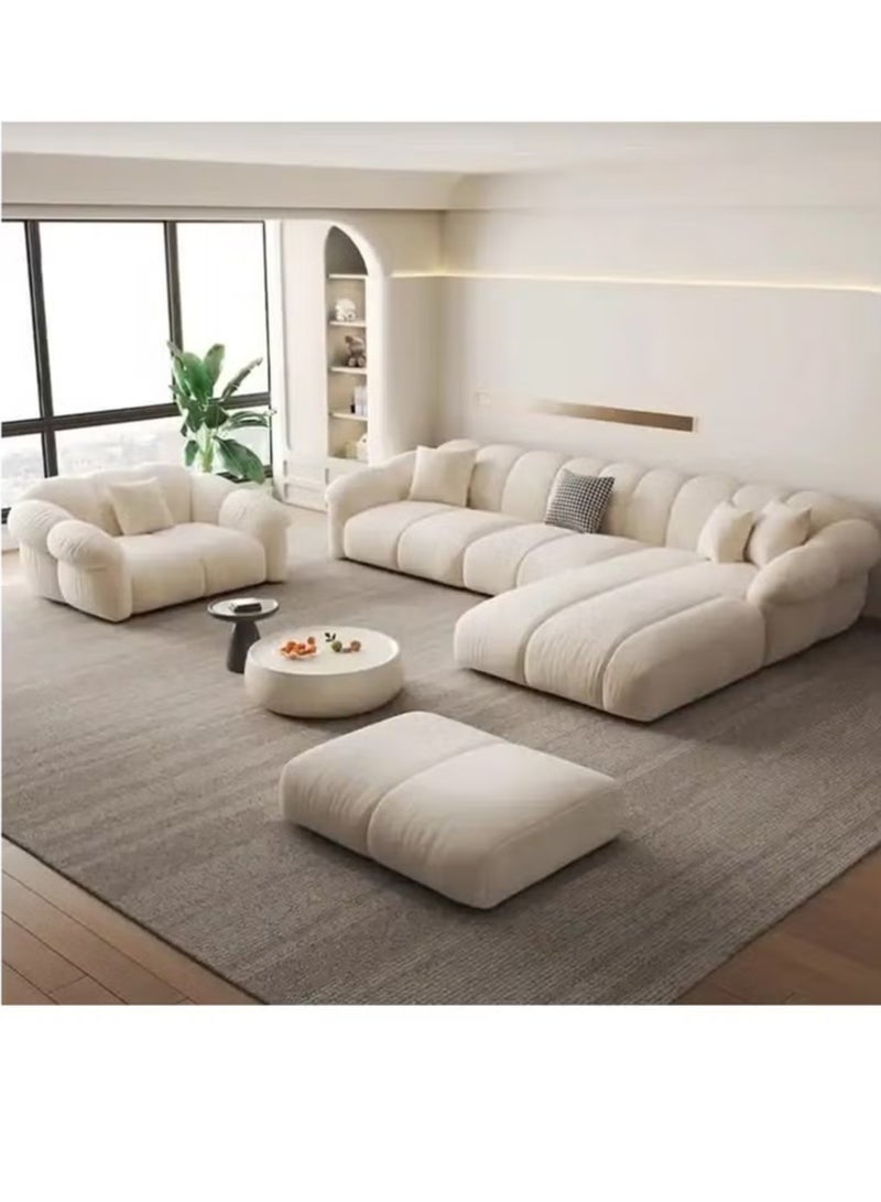 KARNAK Karnak Ella Modern High-Quality Velvet Fabric L Shape Sofa Set White - Image 1
