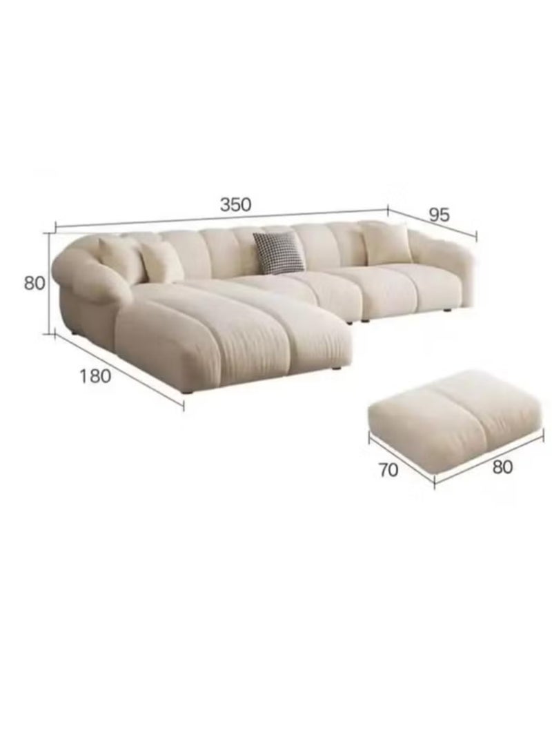KARNAK Karnak Ella Modern High-Quality Velvet Fabric L Shape Sofa Set White - Image 3