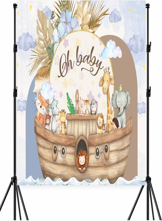 Pinpai 7X5ft Noah's Ark Baby Shower Photo Backdrop Photography Background, Oh Baby Boho Cartoon Animal Woodland Ocean Newborn Kid Party Backdrops Photo Booth Prop Decorations Wall Decor Tablecloth - Image 4