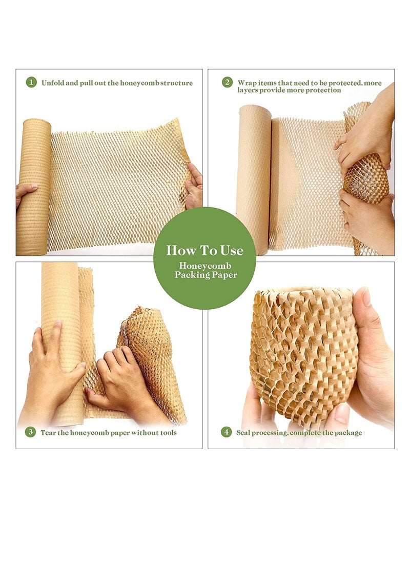Honeycomb Packaging Paper Wrap Roll 15" x 131", Cushion Wrap Roll Eco Friendly Moving Packaging,Protective Kraft Shipping Wrapping Suppliers Boxes Filler Brown for Shipping/ Moving Fragile  - Image 5