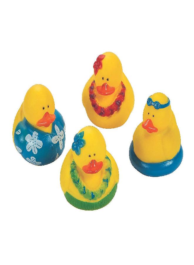 Fun Express Beach Rubber Duckies - Set of 12 Fun Hawaiian Rubber Ducks for Car Decor and Tiki and Luau Party Favors - Image 3