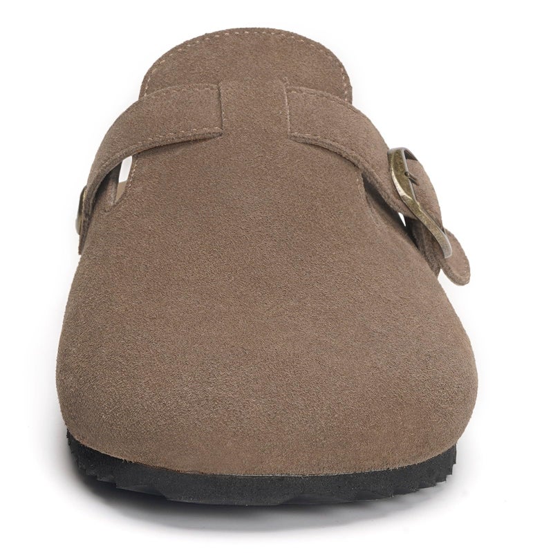 Intini Cork Clogs for Women Mens Genuine Suede Leather Clogs Soft Footbed Potato Shoes with Arch Support Brown - Image 3