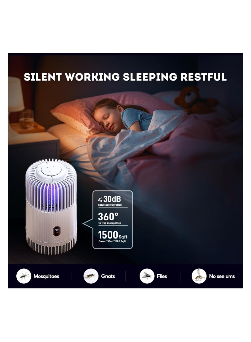 Zikra Bug Zapper Outdoor Cordless Electric Mosquito Killer Mosquito Zapper Indoor Insect Fly Trap W/Bug Light Suction Fan for Home Backyard Garden Triple Insect Trap Catch Mosquitoes Gnats - Image 2