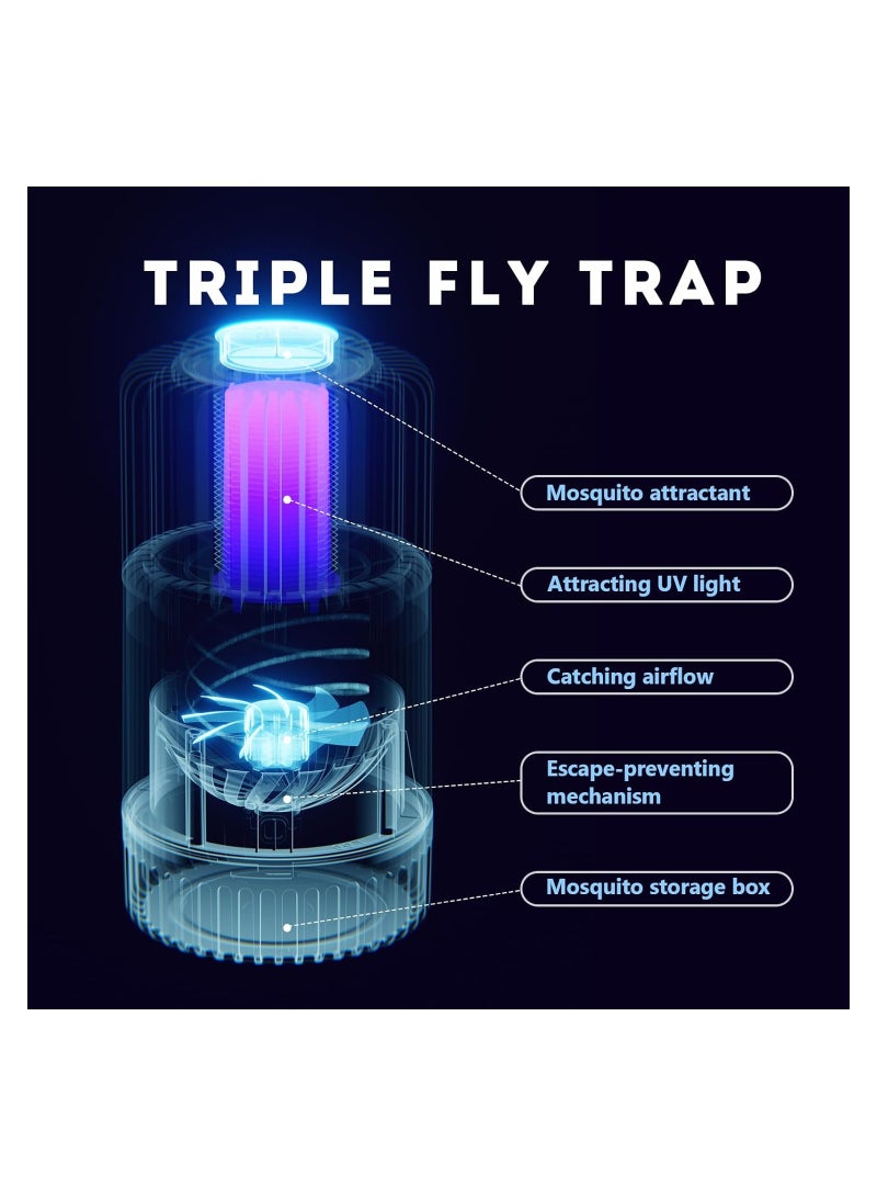 Zikra Bug Zapper Outdoor Cordless Electric Mosquito Killer Mosquito Zapper Indoor Insect Fly Trap W/Bug Light Suction Fan for Home Backyard Garden Triple Insect Trap Catch Mosquitoes Gnats - Image 3
