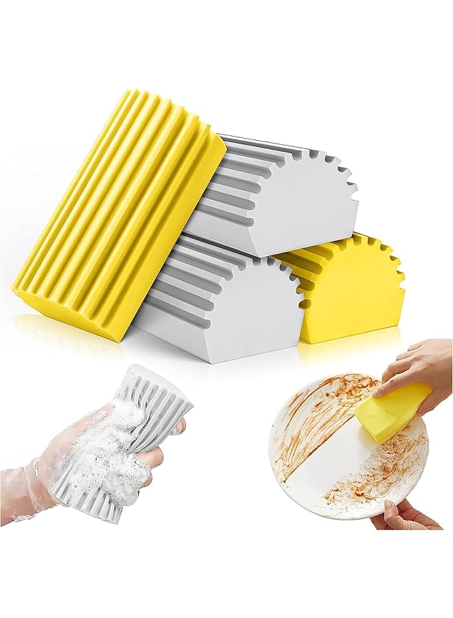 Green Tiger 4pcs Sponge Duster Wet Duster God's Dust Cleaning Sponge Reusable cleaning sponge duster for baseboards, vents, rails, insulators, fans, (Grey Yellow) - Image 1