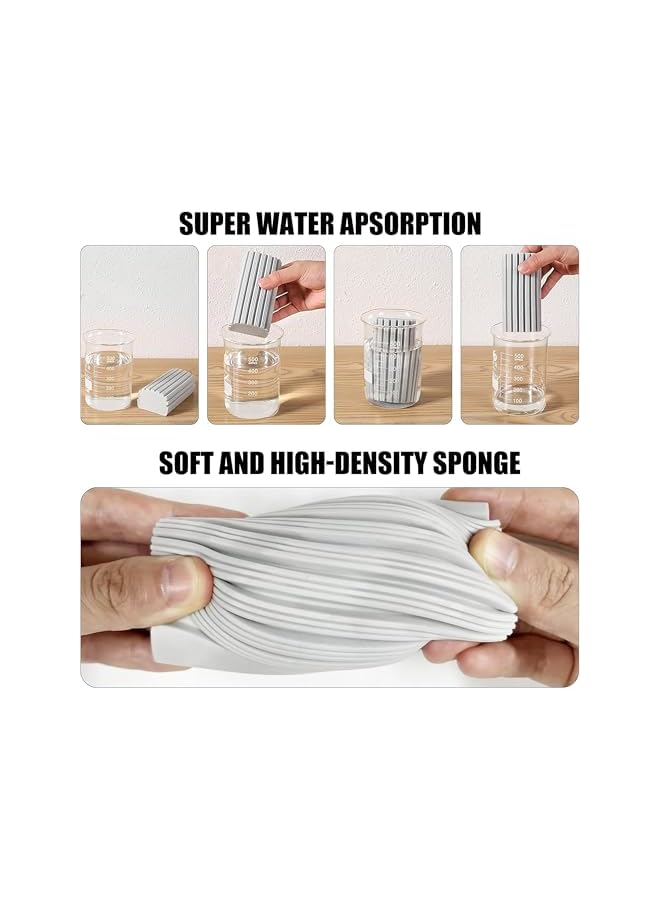 Green Tiger 4pcs Sponge Duster Wet Duster God's Dust Cleaning Sponge Reusable cleaning sponge duster for baseboards, vents, rails, insulators, fans, (Grey Yellow) - Image 2