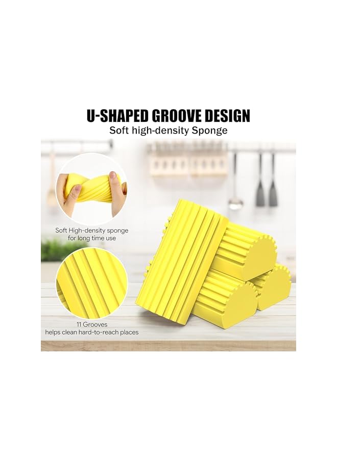 Green Tiger 4pcs Sponge Duster Wet Duster God's Dust Cleaning Sponge Reusable cleaning sponge duster for baseboards, vents, rails, insulators, fans, (Grey Yellow) - Image 4