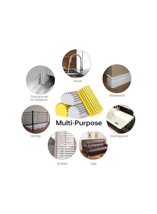Green Tiger 4pcs Sponge Duster Wet Duster God's Dust Cleaning Sponge Reusable cleaning sponge duster for baseboards, vents, rails, insulators, fans, (Grey Yellow) - Image 5