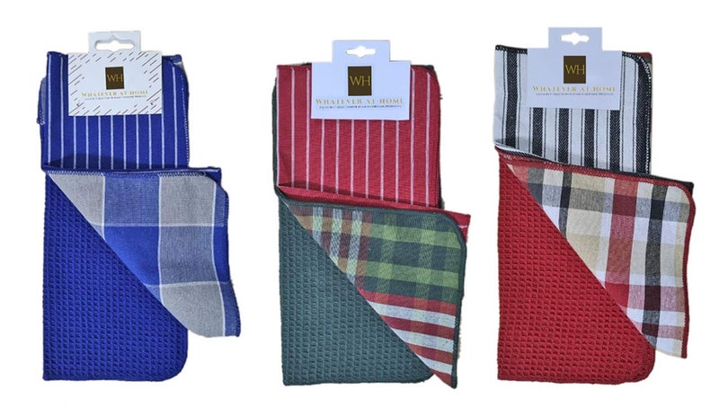 مناديل مطبخ فاخرة من وذيفر في المنزل مجموعة من 9 قطع مع 4 جوانب مزدوجة 100% قطن متعددة الألوان متعددة الاستخدامات مع امتصاص فائق مناشف تنظيف المطبخ 14 × 14 بوصة 250 جرام لكل متر مربع - Image 2