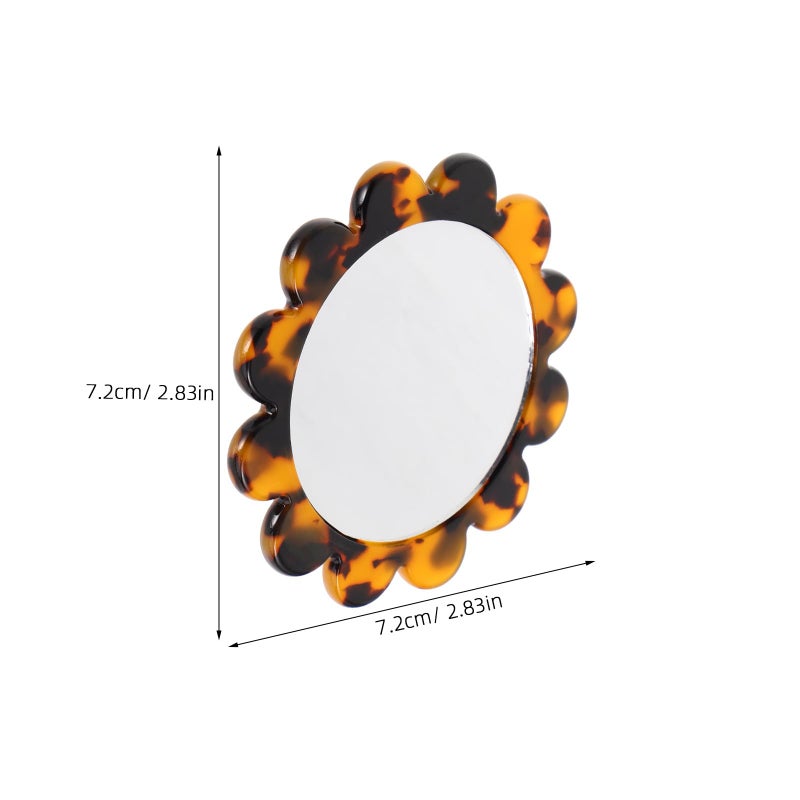 Retro Handheld Mirror Portable Round Compact Travel Mirror With Deep Tortoise Shell Frame - Image 3
