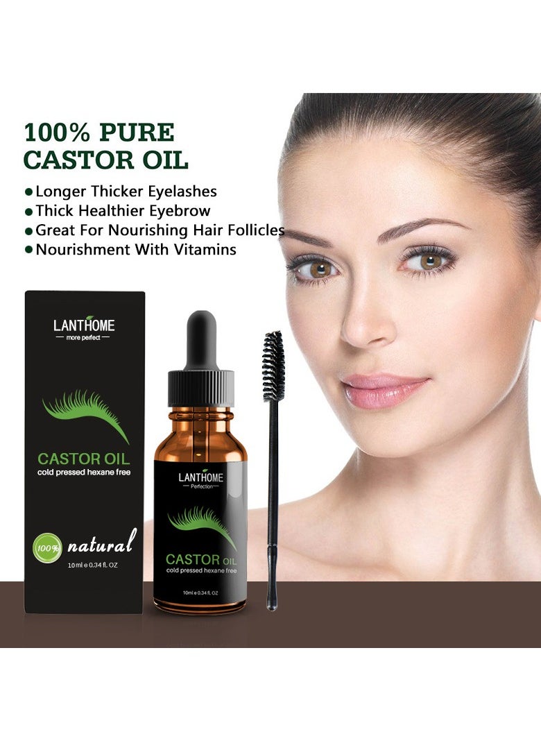 Lanthome - 100% Natural Cold Pressed Castor Oil Eyelash Growth Serum with 10ml Mascara Tube - Image 1