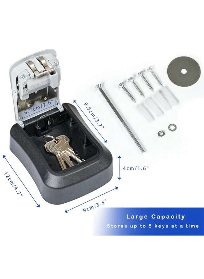 Heavy Duty Indoor And Outdoor 4 Digit Combination Lock Black And Silver Weatherproof Key Storage Lock Box With Shackle Secure Wall Mounted Key Safe Box For Home Office Garage Access - Image 3