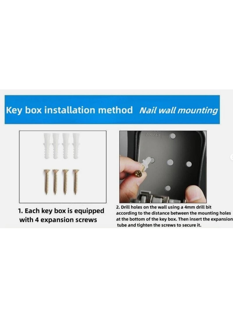 Heavy Duty Indoor And Outdoor 4 Digit Combination Lock Black And Silver Weatherproof Key Storage Lock Box With Shackle Secure Wall Mounted Key Safe Box For Home Office Garage Access - Image 5
