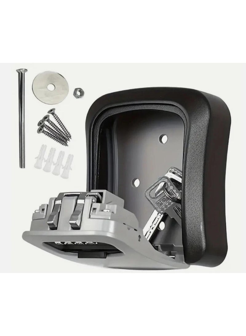 Heavy Duty Indoor And Outdoor 4 Digit Combination Lock Black And Silver Weatherproof Key Storage Lock Box With Shackle Secure Wall Mounted Key Safe Box For Home Office Garage Access - Image 4